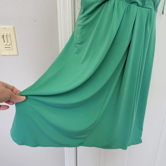 The Limited Jade Green Faux Wrap Halter Dress Button Back Neck Lined  Size M - Picture 3 of 13